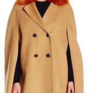 Nanette Lepore Tan Cape with Orange Collar NWOT